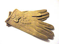 Перчатки женские зимние бежевые с декором
