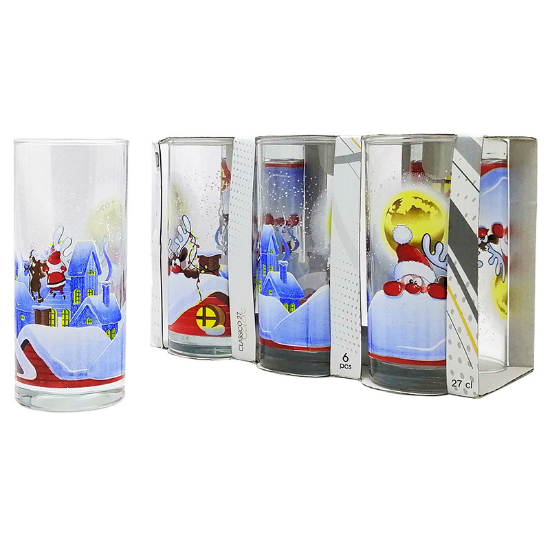 Набір склянок Uniglass Classico Santa&Rudolf 270 мл 6 шт. високі
