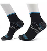 Компрессионные носки для спорта и бега (1 пара) для мужчин и женщин черно-голубые