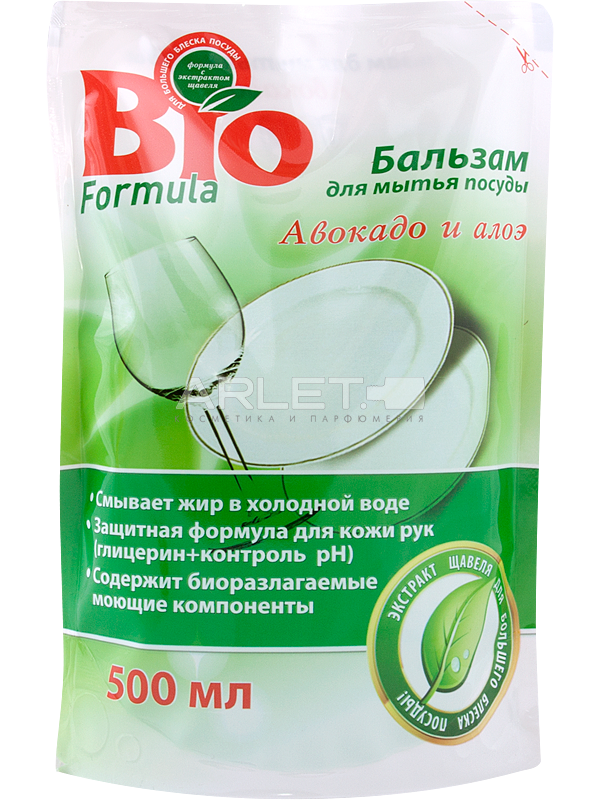 Бальзам для посуду (Авокадо і алое віра) - Bio Formula 500мл. (дой-пак)