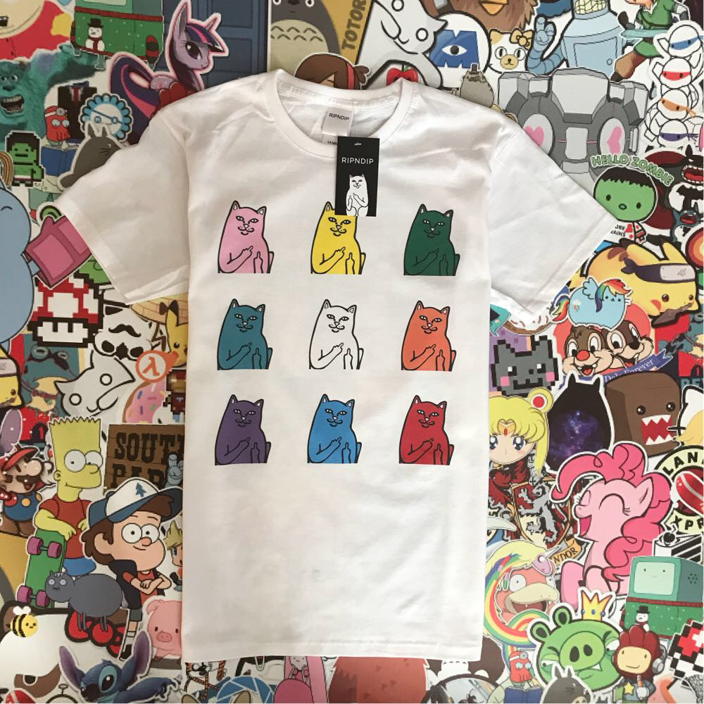 Біла футболка RipNDip з котиками. Чоловіча і жіноча. Бірки.