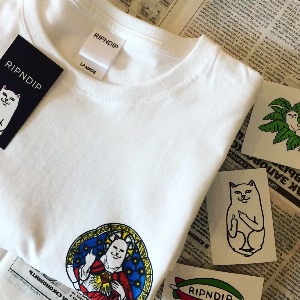 Футболка чоловіча RipNDip Lord Nermal. Чоловіча біла. Бірки Фотки оригінал XS