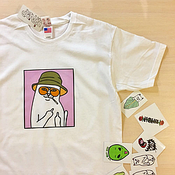 RipNDip Lord Nermal біла футболка. Живі фото, кіт з факом XS