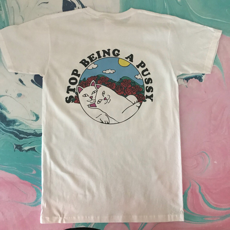 Біла футболка Stop being a pussy. RipNDip. XS, фото 1
