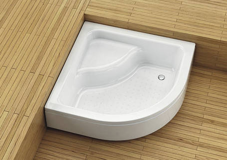 Напівкруглий душовий піддон Aquatorm Plus 550 глибокий із сидінням 80х80, фото 1