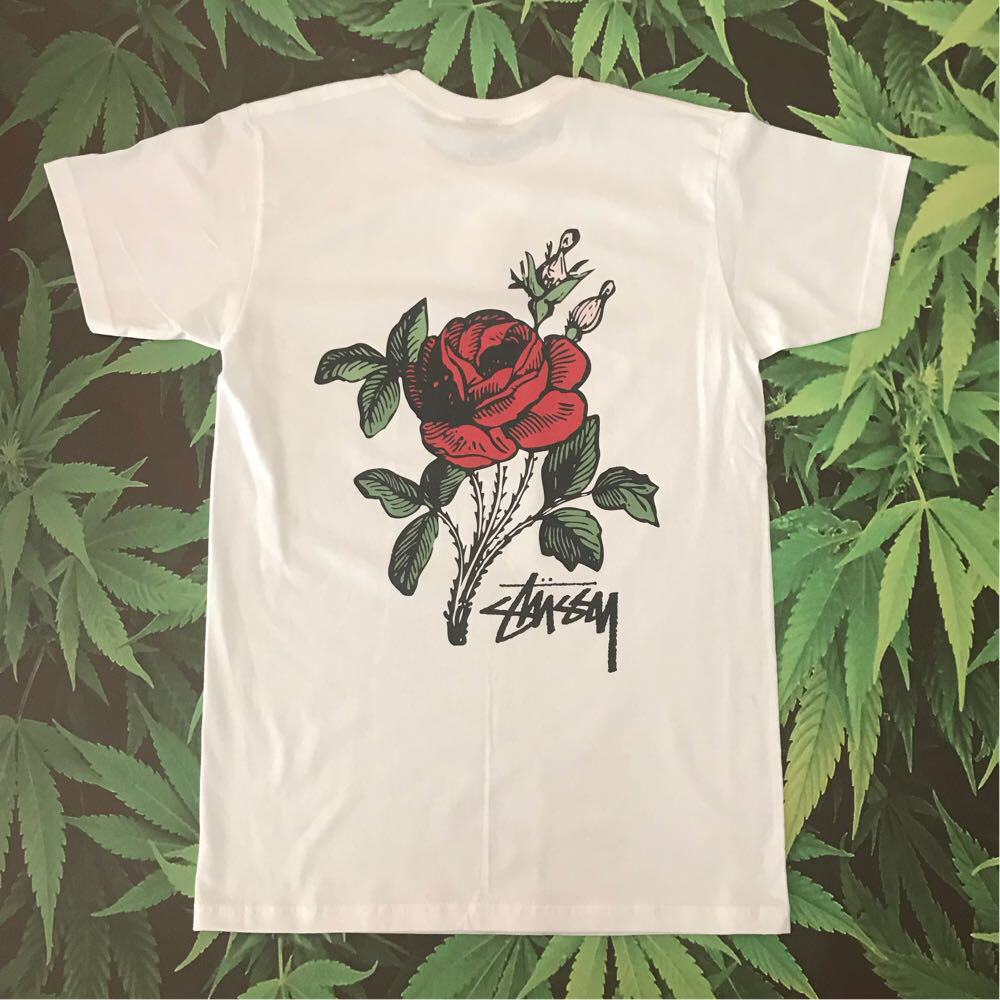 Stussy троянда. Люкс . Біла футболка XS