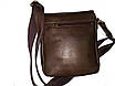 Сумка чоловіча на плече з натуральної шкіри повсякденна міська для документів коричнева, фото 3