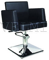 Кресло парикмахерское Jordan на гидравлике квадрат выпуклый экокожа черная (Velmi TM)