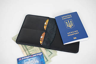 Шкіряна обкладинка для документів Модель №13, натуральна шкіра італійська Краст, колір Чорний, фото 4
