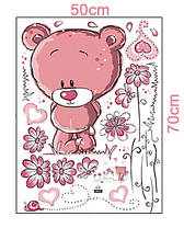 Наклейка на стіну, вінілові наклейки "Закоханий рожевий ведмедик" (лист50*70см), фото 3
