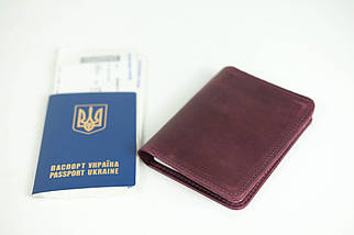 Обкладинка для документів Модель №16 з натуральної шкіри колір Бордо, фото 2