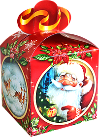 Новорічна Упаковка Червоний Бант для солодких подарунків 500-700 г