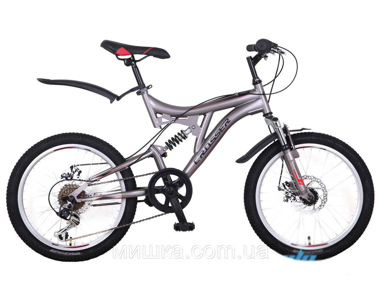 Велосипед гірський Crosser Smart *19 26" сірий алюмінієвий двопідвісний