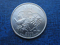 Монета квотер 25 центов США 2000 Р Южная Каролина фауна птица