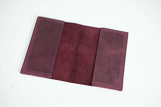 Обкладинка для документів Модель №12 з натуральної шкіри колір Бордо, фото 3