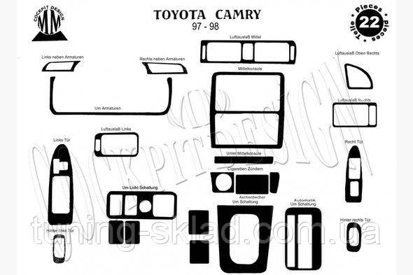 Накладки на торпеду Toyota Camry 1997-2002 (декор панелі Тойота Кемрі)
