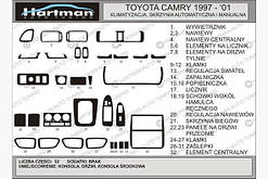 Накладки на торпеду (варіант 2)Toyota Camry 1997-2002 (декор панелі Тойота Кемрі)