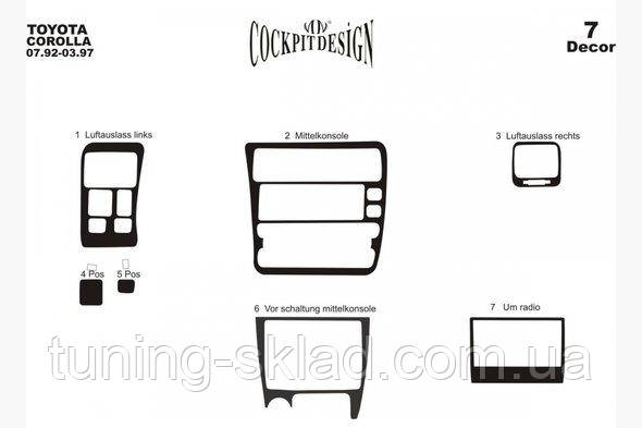 Накладки на торпеду Toyota Corolla 1993-1998 (декор панелі Тойота Корола)