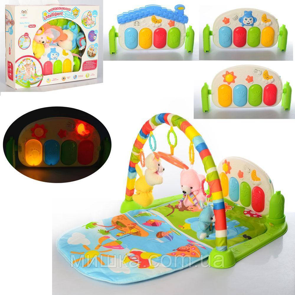 Розвивальний килимок 820*520 мм для немовляти з піаніно та м'якими іграшками 698-51-52-53A