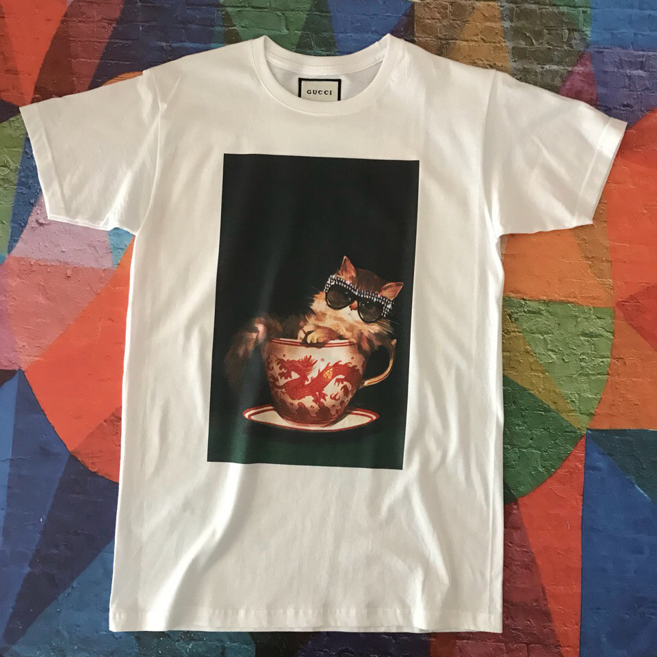 Футболка Gucci кіт у чашці. бірка ориг XS