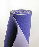 Килимок для йоги та фітнесу TPE (йога мат, каремат спортивний) OSPORT Yoga ECO Pro 6мм (FI-0076) Фіолетово-світлофіолетовий, фото 2