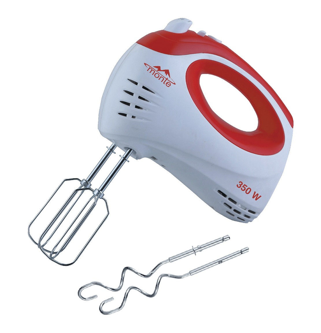 Міксер ручний Monte MT-2004R 350Вт з насадками для тіста та збивання, режим Турбо, фото 1