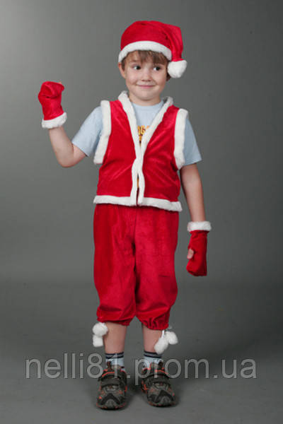 Карнавальний костюм Гномік червоний, костюм Гнома, Санта Клауса, Дід Мороз для дітей, Гном 134