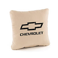 Подушка декоративная в машину с логотипом Chevrolet, подушка в авто из флока Шевроле