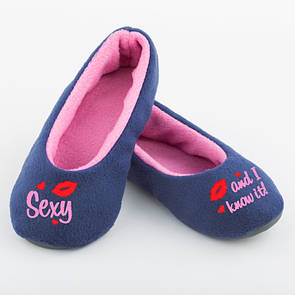 Хатні капці балетки з вишивкою Sexy and i know it