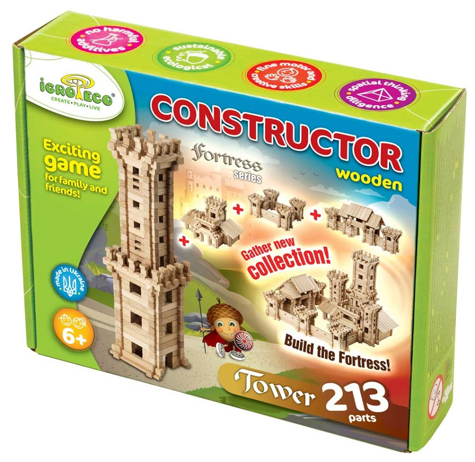 Конструктор дерев. "Вежа" 213 дітей. //, фото 1