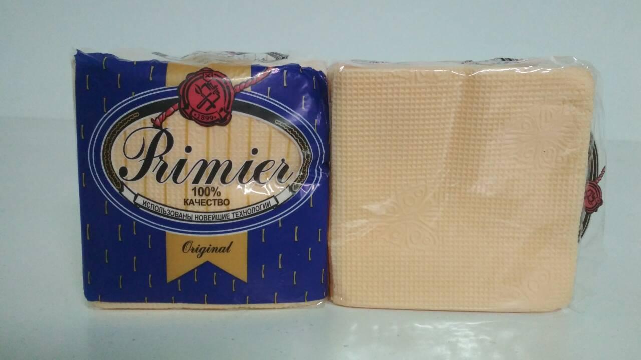 Бумажные Cалфетки 55лист Премьер Абрикос (10 пач), фото 1