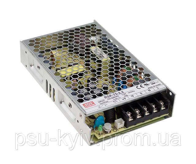 Блок живлення Mean Well RSP-75-12 В корпусі з ККМ 75.6 Вт, 12 В, А 6.3 (AC/DC Перетворювач)