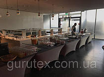 Стрейч чехлы с плотным верхом цвета Графит из премиум стрейч ткани. 
На стол раскладывающийся диаметром 80см высота 110см.
Комбинированный цвет с переливом.