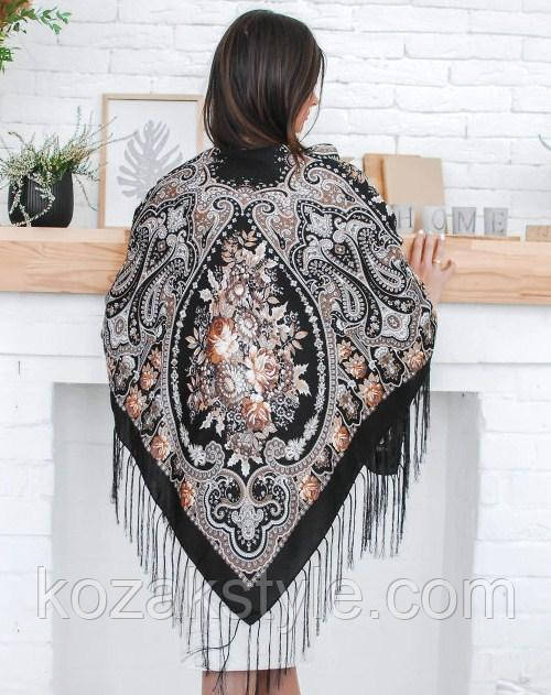 Хустка Квіти (120х120) чорна