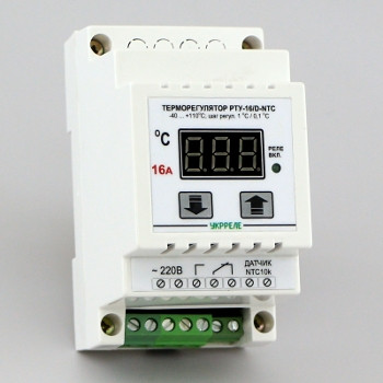 Терморегулятор на DIN-рейку цифровий одноканальний (-40°...+110°, реле 16А) РТУ-16-Д-NTC