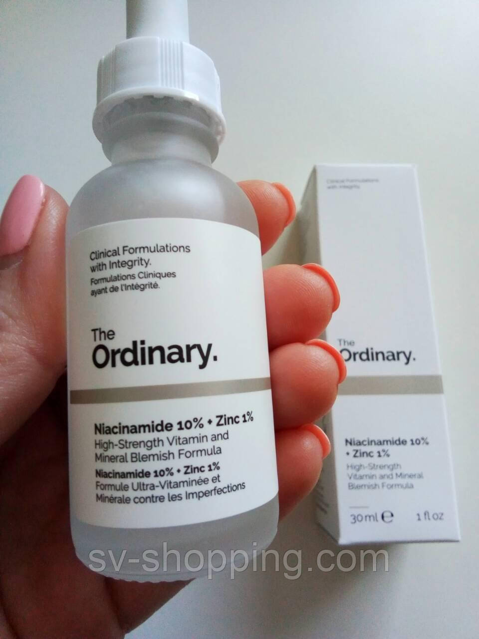 Сироватка для проблемної шкіри The Ordinary Niacinamide 10% + Zinc PCA 1%, 30ml — звужує пори, вирівнює тон