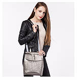 Рюкзак сумка міський жіночий шкіряний з тисненням під крокодила (зелений), фото 4