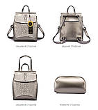 Рюкзак сумка міський жіночий шкіряний з тисненням під крокодила (зелений), фото 7