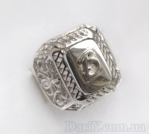 Срібний перстень "Граф" (з ініціалами). DARIY 044п-В1