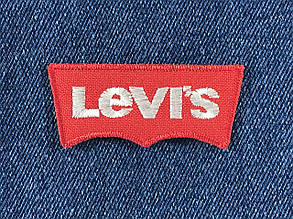 Нашивка Levis 60x26 мм червоне тло білі літери, фото 1