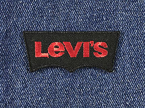 Нашивка Levis 60x26 мм чорний фон червоні літери, фото 1