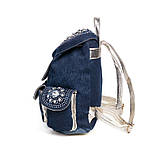 Рюкзак міський жіночий джинсовий зі стразами (синій), фото 3