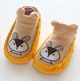 Шкарпетки-тапочки для дому Жовті з зайчиком