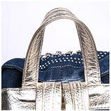 Рюкзак міський жіночий джинсовий зі стразами (синій), фото 8