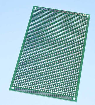 Плата макетна двостор. FR4 90х150мм, крок 2.54мм, з металізацією та маскою, Китай