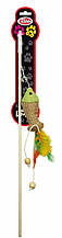 Іграшка для кішок Вудочка з рибкою та пір'ям Pet Nova 40 см Різнобарвна