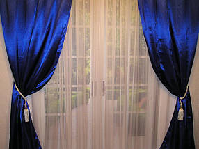 Готові атласні штори Електрик, глибокий синій