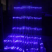 Вулична Гірлянда Водоспад 3Х2,5м, Гірлянда Штора Світловий дожь480 LED, колір: синій