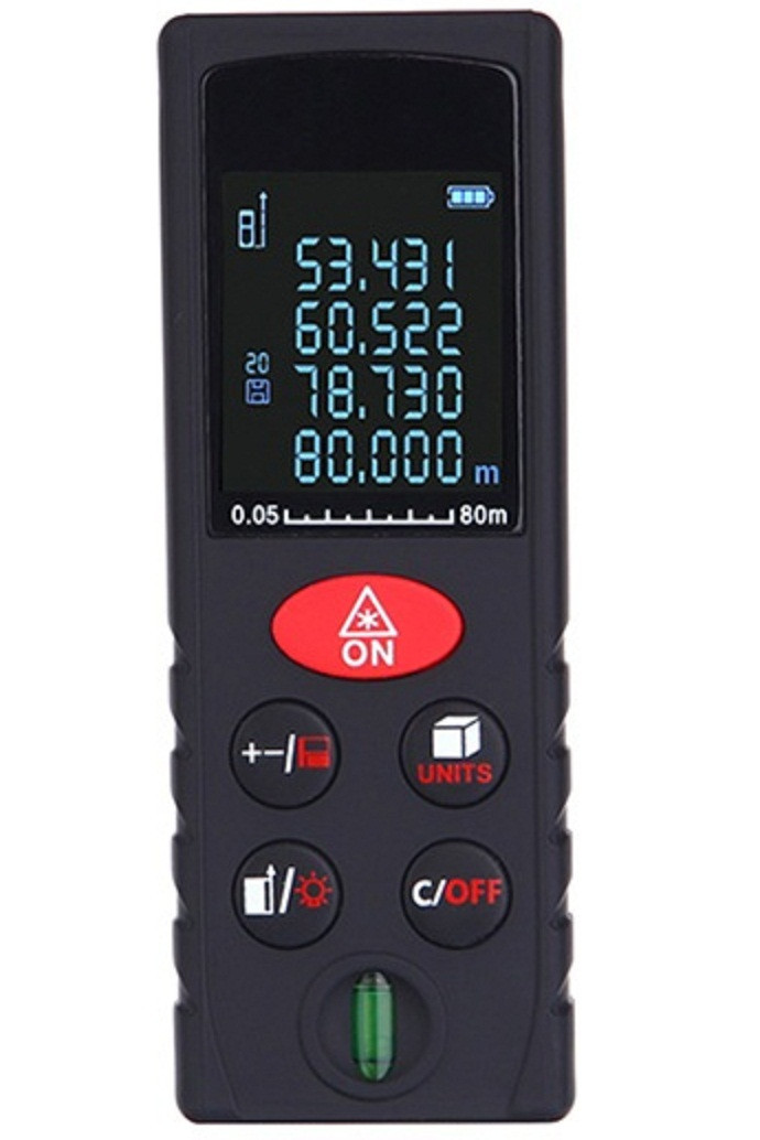 Лазерний далекомір лазерна рулетка Kronos KXL-D80 (0,05-80 м) V куба S прямокутника довжина гіпотенуза, фото 1