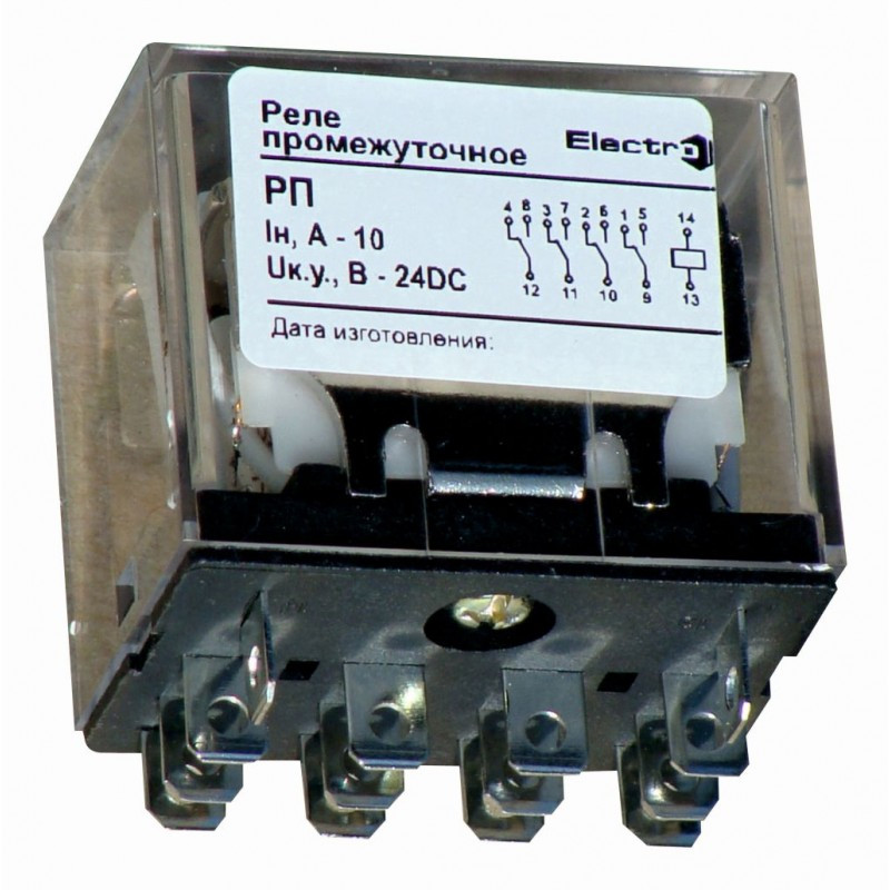 Реле проміжне малогабаритне РП, контактна група 4Z, 10А 24В DC Electro